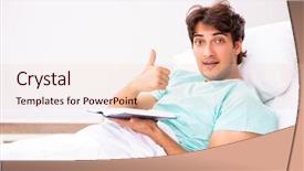  Presentation with hospital ministry - Slide deck having god disease - young handsome man staying background and a  colored foreground