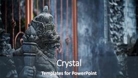  Presentation with bali statue - Audience pleasing presentation design consisting of god evil - gardian statue at the bali backdrop and a ocean colored foreground