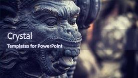  Presentation with bali statue - Beautiful theme featuring god evil - gardian statue at the bali backdrop and a ocean colored foreground