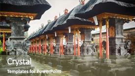  Presentation with pura - Slide set featuring god evil - traditional balinese temple pura beji background and a  colored foreground