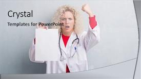  Presentation with woman praying over bible - PPT layouts consisting of god evil - young blonde doctor woman background and a light gray colored foreground