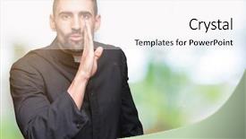  Presentation with evil - Presentation design featuring god evil - young christian priest over isolated background and a white colored foreground