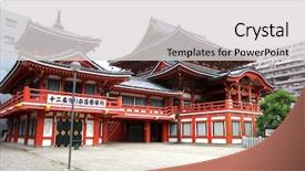  Presentation with city japan - Amazing theme having god goddess - osu kannon temple in nagoya backdrop and a light gray colored foreground