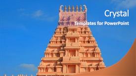  Presentation with hindu god - Presentation design having god krishna - beautiful hindu temple architecture background and a teal colored foreground