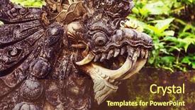  Presentation with krishna - PPT theme featuring god krishna - stone statue on bali indonesia background and a tawny brown colored foreground