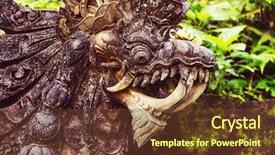  Presentation with krishna - Slides consisting of god krishna - stone statue on bali indonesia background and a tawny brown colored foreground