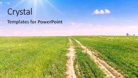  Presentation with path - PPT theme featuring god leads way - sunlit path to pradise background and a light blue colored foreground