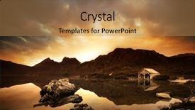  Presentation with peaceful - Audience pleasing presentation design consisting of god mountain - sunset over peaceful lake backdrop and a coral colored foreground