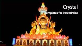  Presentation with god - Colorful theme enhanced with god new year - buddas at lantern festival backdrop and a  colored foreground