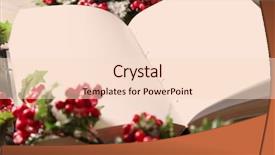  Presentation with open book - Slide set enhanced with god new year - closeup view of holiday composition background and a lemonade colored foreground