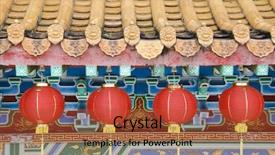  Presentation with lanterns - PPT theme featuring god new year - oriental lanterns display at temple background and a red colored foreground