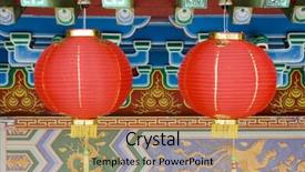  Presentation with lanterns - Audience pleasing PPT theme consisting of god new year - oriental lanterns display at temple backdrop and a red colored foreground