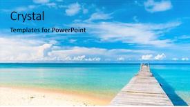  Presentation with serenity - Slide deck having god path - jetty to the blue sunny background and a teal colored foreground