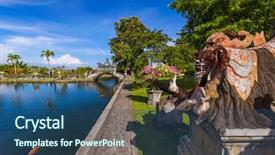  Presentation with bali - PPT layouts featuring god path - water palace tirta ganga background and a ocean colored foreground