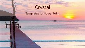  Presentation with sunset coast of the sea - Colorful PPT theme enhanced with god path - way to sunset nightfall backdrop and a lemonade colored foreground