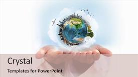  Presentation with nasa - Audience pleasing slide set consisting of gods protection - close up of human hands backdrop and a sky blue colored foreground