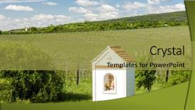  Presentation with torture - Cool new slide deck with god's torture near hnanice with spring vineyard southern moravia czech republic backdrop and a yellow colored foreground