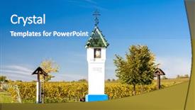  Presentation with torture - Presentation having god's torture with vineyard near velke bilovice czech republic background and a teal colored foreground