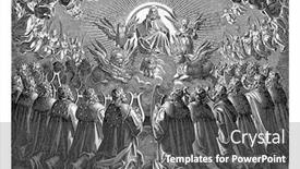  Presentation with vintage book - Colorful PPT layouts enhanced with god-the-father-sitting backdrop and a dark gray colored foreground