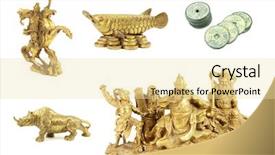  Presentation with feng shui - PPT layouts featuring god war - feng shui items isolated background and a blonde colored foreground