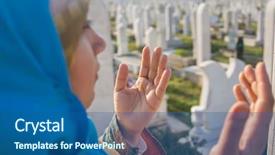  Presentation with cemetery - Amazing slide set having god war - graves at muslim cemetery backdrop and a ocean colored foreground