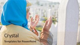  Presentation with cemetery - Beautiful PPT theme featuring god war - graves at muslim cemetery backdrop and a coral colored foreground