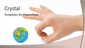  Presentation with war - PPT theme consisting of god war - hand and globe isolated background and a sky blue colored foreground