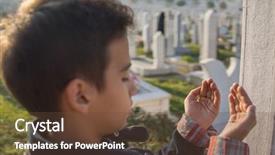 Presentation with grave muslim - Cool new presentation design with god war - kid visiting graves at muslim backdrop and a tawny brown colored foreground