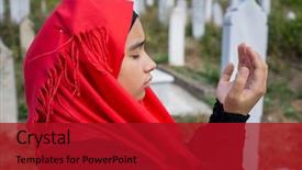  Presentation with grave muslim - PPT layouts featuring god war - muslim woman visiting grave background and a crimson colored foreground