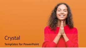  Presentation with confident young hispanic woman - Beautiful PPT theme featuring god we trust - young hispanic woman wearing red backdrop and a gold colored foreground