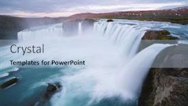 Presentation with waterfalls - Cool new PPT theme with godafoss - one of the iceland waterfalls natural and tourist attraction backdrop and a light blue colored foreground