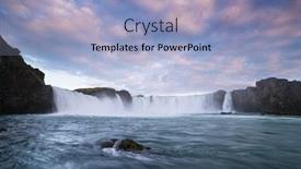  Presentation with waterfalls - Slide set enhanced with godafoss - one of the iceland waterfalls famous tourist attraction landscape with a cascade on the river and a beautiful sky at sunset background and a light blue colored foreground