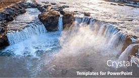  Presentation with sunlight - Slide set having godafoss-waterfall-in-sunlight-high background and a gray colored foreground