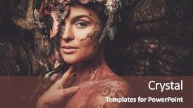  Presentation with magical - Colorful presentation design enhanced with goddess - nymph woman in a magical backdrop and a tawny brown colored foreground