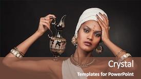  Presentation with ancient egypt mythology - Audience pleasing slides consisting of goddess - portrait of egypt woman backdrop and a tawny brown colored foreground