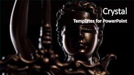  Presentation with justice goddess - Slides having godess law - head of the goddess background and a  colored foreground