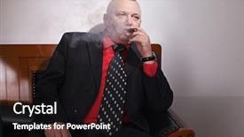  Presentation with godfather - Slide deck having godfather - aged serious business man background and a black colored foreground