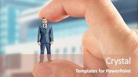  Presentation with godfather - Slide deck enhanced with godfather - big hand holding small businessman background and a coral colored foreground