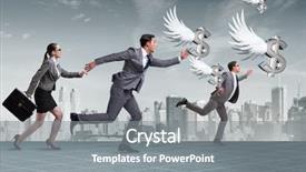  Presentation with angel - Colorful presentation design enhanced with businesspeople chasing angel investor funding backdrop and a gray colored foreground