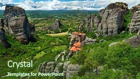  Presentation with middle century - Cool new PPT theme with godunique - holy monastery of rousanou st backdrop and a tawny brown colored foreground