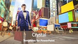  Presentation with paper bag vs plastic bags - Cool new slides with goes shopping in new york backdrop and a coral colored foreground