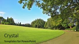  Presentation with green lawn - Theme with goes through the green grassy background and a  colored foreground