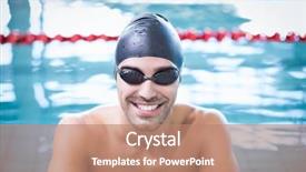  Presentation with pool lanes - PPT theme featuring goggles at the pool background and a coral colored foreground