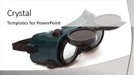  Presentation with welding - Beautiful presentation design featuring goggles-for-welding backdrop and a white colored foreground