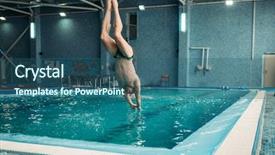  Presentation with swimmer - Audience pleasing PPT layouts consisting of goggles jumping from the tower backdrop and a ocean colored foreground