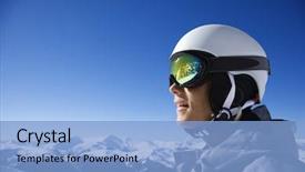  Presentation with mountain help - PPT layouts with goggles on mountain in whistler background and a light blue colored foreground