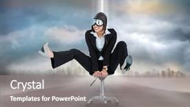  Presentation with office chair - Beautiful presentation theme featuring goggles on office chair backdrop and a gray colored foreground