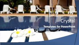  Presentation with pool side - PPT theme enhanced with goggles on the side of a swimming pool background concept background and a ocean colored foreground