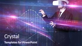  Presentation with virtual reality medical - Colorful presentation design enhanced with goggles organizing 3d graphs chart backdrop and a  colored foreground