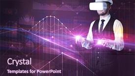  Presentation with virtual reality - Audience pleasing presentation consisting of goggles organizing 3d graphs chart backdrop and a  colored foreground